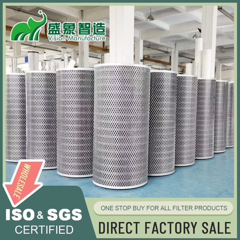 Aramid cylindrical dust filter cartridge